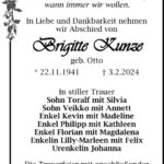 Traueranzeige Brigitte Kunze, geb. Otto
