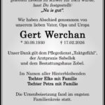 Traueranzeige Gert Werchan