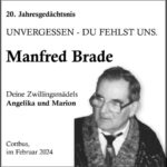 Jahresgedenken Manfred Brade