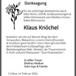 Danksagung Klaus Knöchel