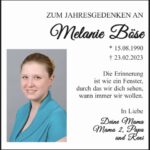 Jahresgedenken Melanie Böse