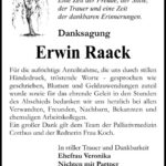 Danksagung Erwin Raack