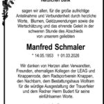 Danksagung Manfred Schmaler