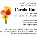 Traueranzeige Carola Rau geb. Langmann