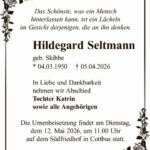 Traueranzeige Hildegard Seltmann, geb. Skibbe