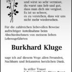 Danksagung Burkhard Kluge