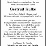 Danksagung Gertrud Kulke