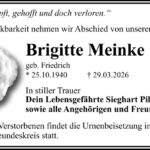Traueranzeige Brigitte Meinke, geb. Friedrich