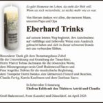Danksagung Eberhard Trinks
