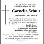 Traueranzeige Cornelia Schulz