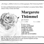 Traueranzeige Margarete Thümmel, geb. Kockott