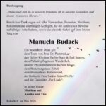 Traueranzeige Manuela Budack