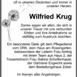 Danksagung Wilfried Krug