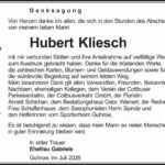 Danksagung Hubert Kliesch