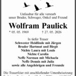 Traueranzeige Wolfram Paulick
