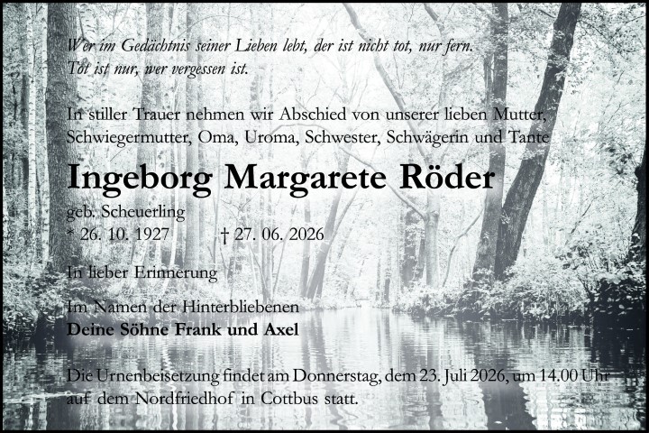 Ingeborg Margarete Röder, geb. Scheuerling