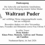Danksagung Waltraut Puder