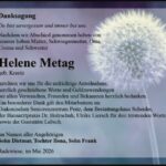 Traueranzeige Helene Metag