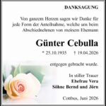 Danksagung Günter Cebulla