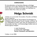 Danksagung Helga Schmidt