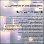 Danksagung Hans-Werner Quitzk