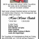 Traueranzeige Hans-Werner Quitzk