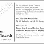 Traueranzeige Brigitte Wietscha