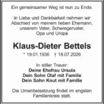 Traueranzeige Klaus-Dieter Bettels