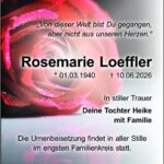 Traueranzeige Rosemarie Loeffler