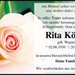 Traueranzeige Rita König geb. Wegner