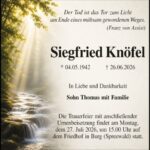 Traueranzeige Siegfried Knöfel