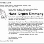 Danksagung Hans-Jürgen Simmang