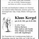 Traueranzeige Klaus Kergel