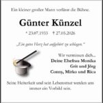 Traueranzeige Günter Künzel
