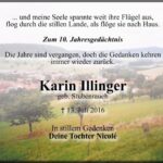 Jahresgedenken Karin Illinger, geb. Stubenrauch