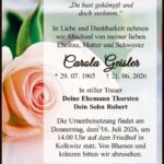 Traueranzeige Carola Geisler