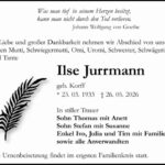 Traueranzeige Ilse Jurrmann, geb. Korff