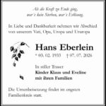 Traueranzeige Hans Eberlein