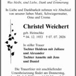 Traueranzeige Christel Weichert, geb. Heinschke