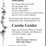 Danksagung Carola Geisler