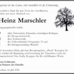 Danksagung Heinz Marschler
