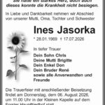 Traueranzeige Ines Jasorka