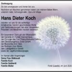 Danksagung Hans Dieter Koch