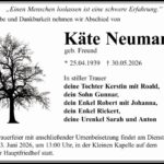 Traueranzeige Käte Neumann, geb. Freund