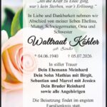 Traueranzeige Waltraud Köhler, geb. Zindler