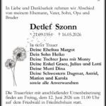 Traueranzeige Detlef Szonn