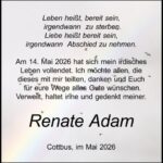 Traueranzeige Renate Adam
