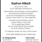 Traueranzeige Grudrun Hibsch