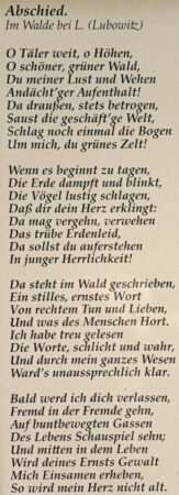 Abschied. Im Walde bei L. (Lubowitz)