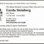 Traueranzeige Gerda Steinberg, geb. Werner